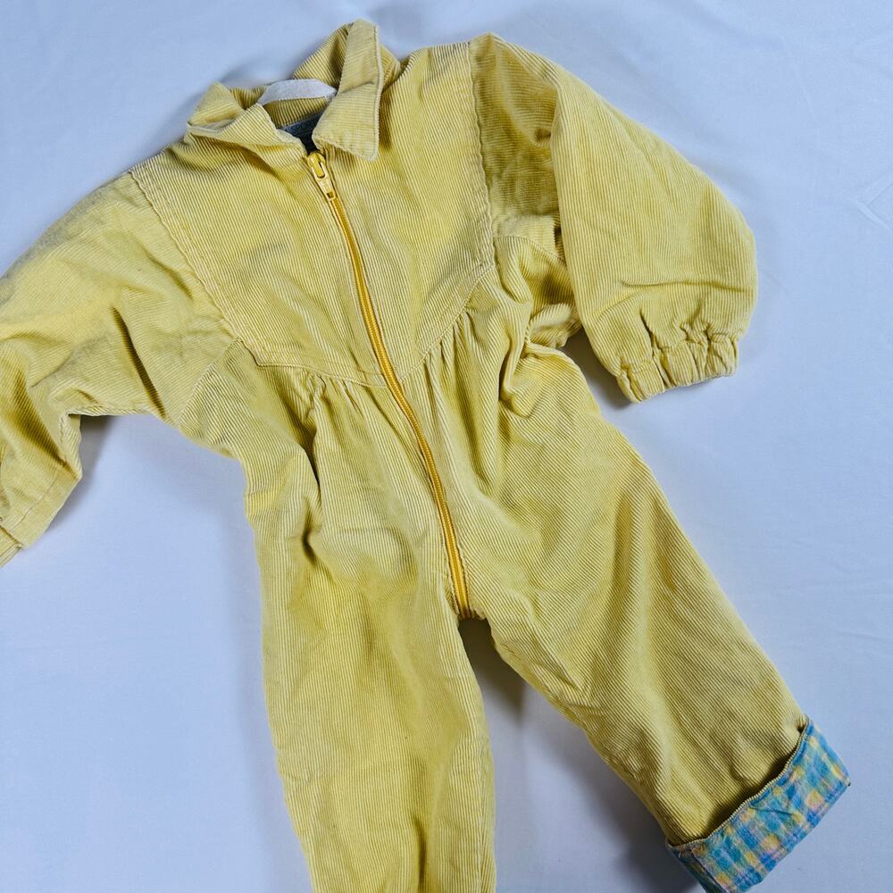 Vintage 1980s Team Sports 100% Cotton Thick Lined Corduroy Jumpsuit Sz 3 mo